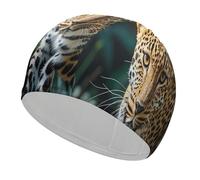Leopard Print African Jungle Animals Swim Cap Comfortable Shower Caps for Drag Reduction and Hair Protection Durable Soft Elastic Bathing Cap Keep Hairstyle Unchanged for Women and Men