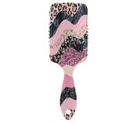 Leopard Print and Pink Shimmer Hair Brush Massager, Detangling Brush, Womens Detangling Hair Brush