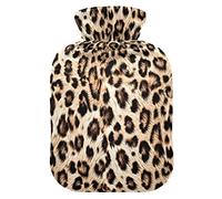 Leopard Print Animal Hot Water Bottle with Cover, 1 L Transparent Hot Water Bag Hot Cold Compress, Great for Cramps Back Shoulder Pain Relief, Kids Men Women Hand Foot Warmer