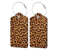 Leopard Print Animal Skin,Luggage Tags Pu Leather Name Tag Travel Suitcase Identifier ID Tags Durable Luggage Label 2 pcs