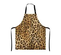 Leopard Print Apron for Women, Funny Adjustable Bib Apron for Cooking, Baking, Gardening, BBQ & Restaurant Use, Stylish Chef Apron for Home and Kitchens