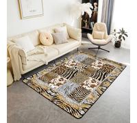 Leopard Print Area Rug 5'x6'6" African Animal Skin Print Grid Non Slip Rug for Teens Adults Women Tiger Zebra Cheetah Wildlife Indoor Floor Mat for Living Room Couch