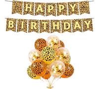 Leopard Print Balloons, Leopards Print Birthday Decorations, Animal Party Decorations for Jungle Themed Events, Wild Animal Photo Backdrops, 19-Piece Set with Balloon Animal Balloons