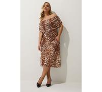 Leopard Print Bardot Dress Yours Brown 22-24