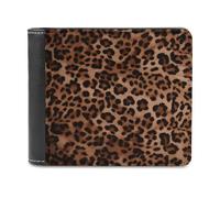 Leopard Print Bifold Wallet for Women Men Soft PU Leather Wallet Slim Fron