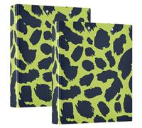 Leopard Print Binder Lime Navy Blue 1.5 Inch Round Notebook Binders With Pocket Cover 1/2 Pack 2 Office Binder With