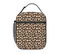 Leopard Print Black Brown Rust and Tan Lunch Bag, Durable Insulated Lunch Box Reusable Adults Tote Bag Reusable Cooler Bag