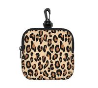 Leopard Print Black Brown Rust and Tan, Square Zipper Storage Bag, Neoprene Coin Purse, Small Wallets, Change Pouch, Change Purse