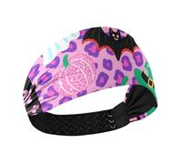Leopard Print Black-pink Pumpkin Moisture Wicking thick headband Elastic sweat bands for head for washing face Cycling Volleyball Daily use diademas para el pelo de mujer