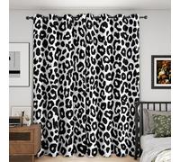 Leopard Print Blackout Curtains, 84 Drop, Black and White Cheetah Printed Curtains for Living Room, Bedroom, Eyelet Drapes for Window Home Decor, 52x84 Inch 2 Panels (B-815)