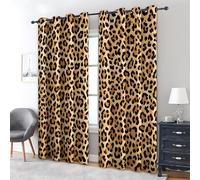 Leopard Print Blackout Curtains, Wild Animal Patterns Curtains for Bedroom Living Room, Thermal Insulated Eyelet Window Curtain, Decorative Patterned Window Treatments, 42x63 Inch, 2 Panels PZ332