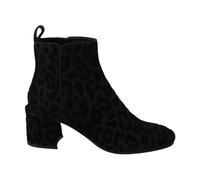 Leopard Print Block Heel Ankle Boots - female - Dolce & Gabbana - Heeled Boots - Black - 3 1/2 UK - Shoes 3 1/2 UK