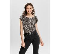 Leopard Print Blouse with Crew Neck and Short Sleeves leopard print