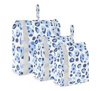 Leopard Print Blue 3 Set Packing Travel Organizer Waterproof Compression Bags For Clothes Large Ziplock Bags Plastic Storage