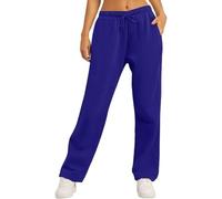 Leopard Print Blue Track Pants Women's 3/4 Joggers Petite Wide Leg Trousers