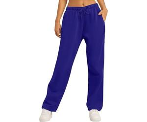 Leopard Print Blue Track Pants Women's 3/4 Joggers Petite Wide Leg Trousers