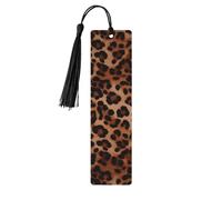 Leopard Print Bookmark Ornament, Wooden Bookmarks with Tassel, Book Mark for Book Lovers Page Markers Reading Gifts for Women Men Handmade Wood Bookmark Tag Label