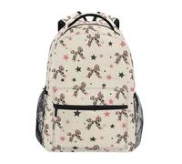 Leopard Print Bow Black Five-Pointed Star Pattern Kids Backpack for Boys Girls Student Big Backpacks for Elementary School Shoulder Bag Bookbag