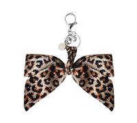 Leopard Print Bow Keychain for Women Girls Bow Ribbon Key Chain Leopard Print Bag Charms for Bags Handbags Leopard Keyring for Car Keys Silk Bow Knot Keyring Ribbon Car Key Charm Christmas Gifts