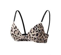 Leopard Print Bra Women Front Button Wireless Push Up Soft Support Bralette for Summer Beach Yoga Holiday Vacation XS-XL(Brown S)