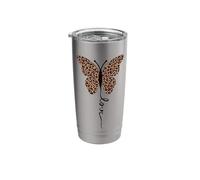 Leopard Print Butterfly - Cute Love Lettering Graphic Stainless Steel Insulated Tumbler