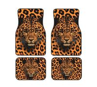 Leopard Print Car Floor Mats Set Of 4,Front Rear Carpets Mats