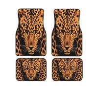 Leopard Print Car Floor Mats Set Of 4,Front Rear Carpets Mats