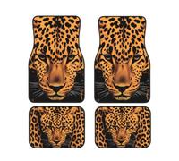Leopard Print Car Floor Mats Set Of 4,Front Rear Carpets Mats
