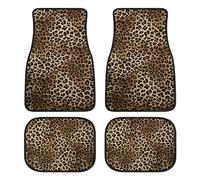 Leopard Print Car Floor Mats Set of 4,Leopard Animal Skin Pattern Vehicle Front Rear Carpets Mat Decorative Car Floor Carpets Rugs Non-Slip Auto Car Accessories Universal Fit for Car SUV Truck Van