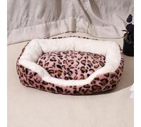 Leopard Print Cat Dog Bed for Large Medium Small Pets - Vintage Faux Rabbit Plush Calming Pet Bed, Soft Washable Fluffy Cushion Non Slip Base for Indoor Sofa Sleeping (#2,L)
