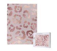 Leopard Print Cheetah Rose Gold,500 Pieces Wooden Jigsaw Family Game Jigsaw Puzzles for Adults Teens