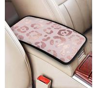 Leopard Print Cheetah Rose Gold, Vehicle Center Console Armrest Cover Pad Soft Comfort Car Handrail Box Cushion Universal