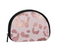 Leopard Print Cheetah Rose Gold, Women's Storage Bag Shell Makeup Bag Small Coin Purse Shell Change Pouch