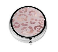 Leopard Print Cheetah Rose GoldMeta Pill Box 3 Compartment Medicine Case,Portable Organizer