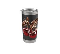 Leopard Print Cherries Retro Cherry Aesthetic Design Stainless Steel Insulated Tumbler