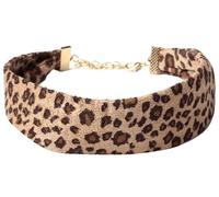 Leopard Print Choker Necklaces for Women Adjustable Vintage Gothic Necklace, M, Faux Leather, Amber