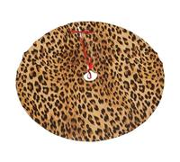Leopard Print Christmas Decoration Plush Tree Skirt New Year Party Holiday Christmas Tree Decoration