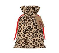 Leopard Print Christmas Drawstring Sack Gift Bag, Lightweight And Cute In Design