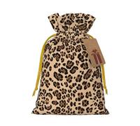 Leopard Print Christmas Drawstring Sack Gift Bag, Lightweight And Cute In Design