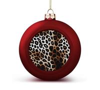Leopard Print Christmas Tree Ornaments 1.6 Inch Shatterproof Pc Plastic Balls with Lanyard Baubles Hanging Christmas Ball Ornaments for Xmas Tree Holiday Party Wedding Home Decorations-red