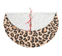 Leopard Print Christmas Tree Skirt Polyester Holiday Decoration