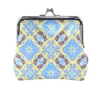 Leopard Print Coin Purse No Zipper Coin Pouch, Portable Pouch Change Wallet Organizers, Yellow and Blue Stars, One Size, Yellow and Blue Stars