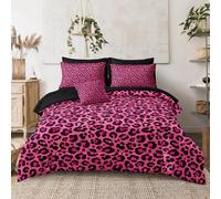 Leopard Print Comforter Queen Black and Pink Bedding Sets 8 Pcs Hot Pink Cheetah Animal Print Texture Wild Leopard Bed in A Bag with Comforter and Sheet Set