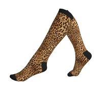 Leopard Print Compression Socks For Woman & Man Unisex 20-30mmhg Knee High Calves For Flying Running Sport