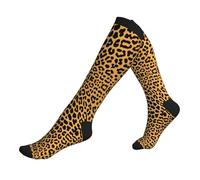 Leopard Print Compression Socks For Woman & Man Unisex 20-30mmhg Knee High Calves For Flying Running Sport