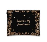 Leopard Print Cosmetic Bag, Wild Animal Pattern Makeup Pouch for Women, Portable Canvas Zipper Organizer, Everyday Travel Toiletry Case 7x9 Inch