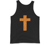 Leopard Print Cross Vest Shirt,Christian Faith Graphic Vest,Jesus Cross Animal Print - Religious Gift Top Black