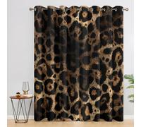 Leopard Print Curtains 66x72 Inch 2 Panels, 95% Blackout, Brown Cheetah Print Curtains for Bedroom, Living Room, Home Decor, Thermal Insulated Eyelet Window Drapes KCN207