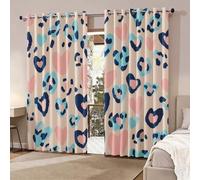 Leopard Print Curtains 95% Blackout, Love Heart Patterned Curtains for Living Room Bedroom, 54 Drop Eyelet Thermal Drapes Home Decor, 52x54 Inch 2 Panels X&-181