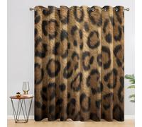 Leopard Print Curtains for Bedroom, African Cheetah Blackout Curtains for Living Room, 54 Drop Eyelet Window Treatments Home Decor 66 X 54 Inch (W X L), 2 Panels X&-11
